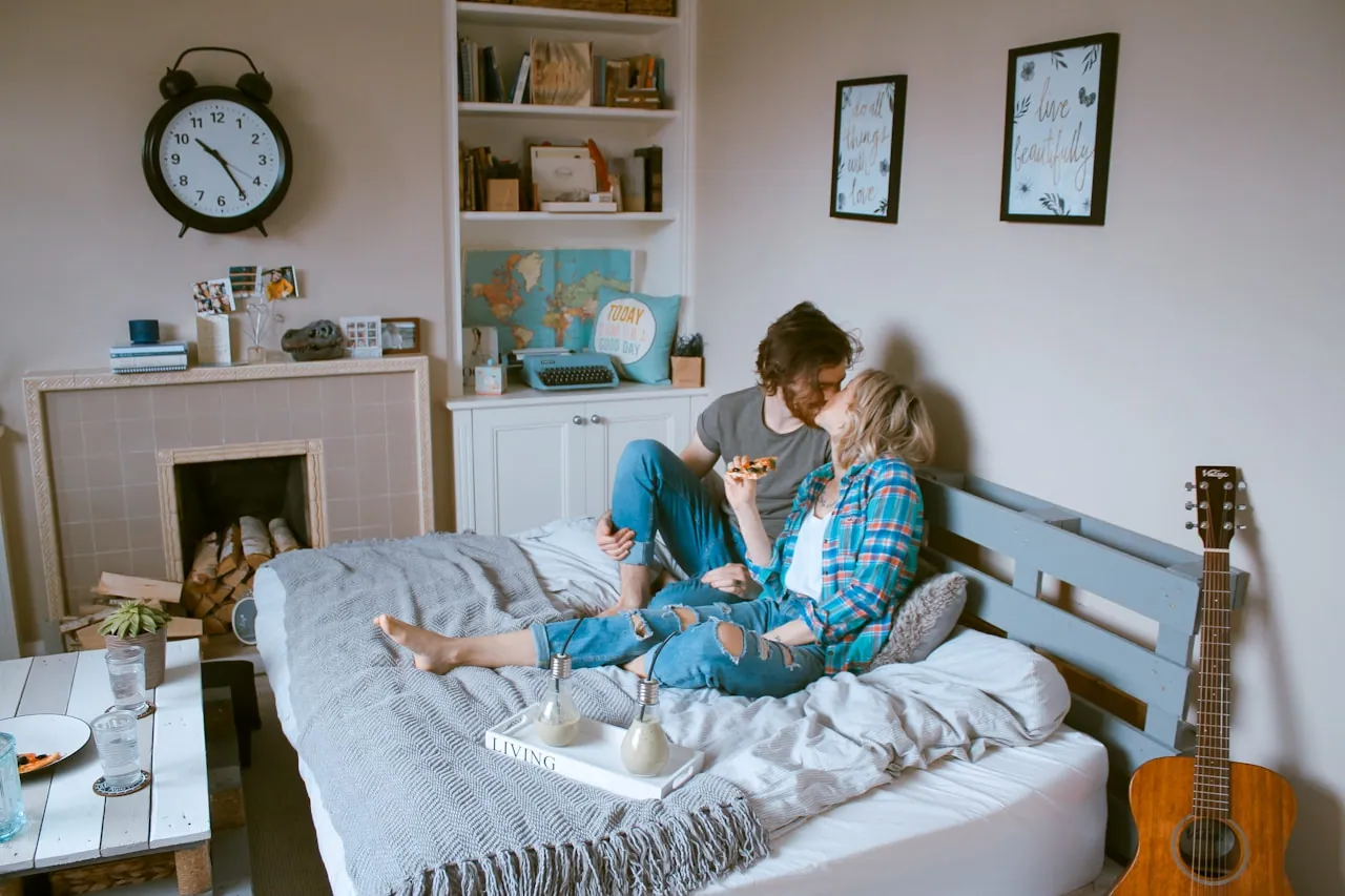 Couple sharing a quiet warm moment at home